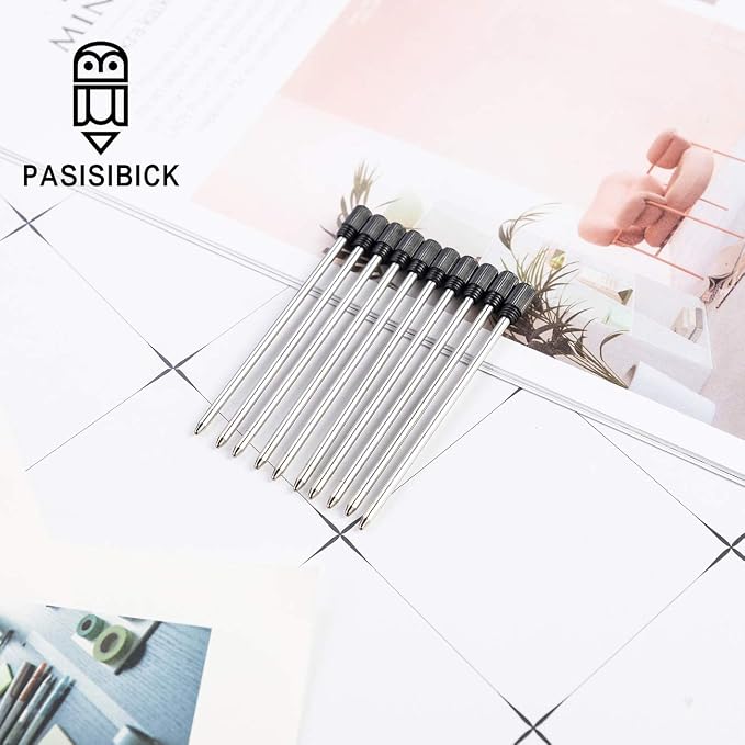 PASISIBICK 2.75'' Black Ink Crystal Pen Refills, Standard D1 Ballpoint Pen - Image 2