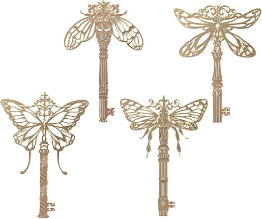 4Pcs Metal Bookmarks Vintage Golden Hollow Out Book Marks by VYRANA