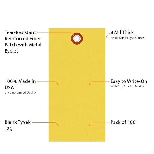SmartSign 4.75 x 2.375 inch “Yellow” Blank Tyvek Shipping Tags - Image 5