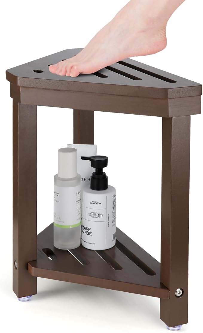 Boulphia Shower Foot Rest 14in, Acacia Wood Shower Stool by Boulphia