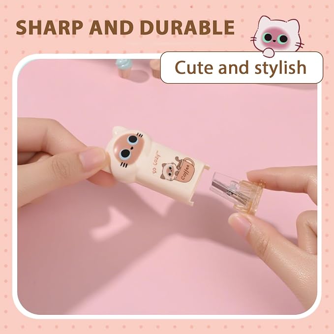 2Pcs Pink Cute Cat Pencil Sharpener and 2Pcs Pink Cute Cat Retractable Eraser - Image 4