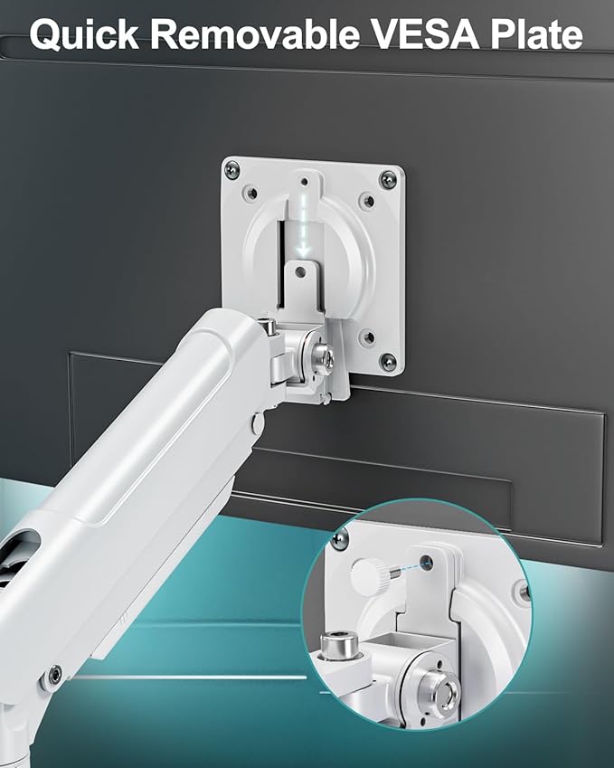 Dual Monitor Mount for 2 Monitors up to 32 inches, Height Adjustable Gas Spring Double Monitor Stand, Two Display Desk Mount Holder, Each Monitor Arm Holds Max 22lbs, VESA Mount, White, Freelift Pro-DeskLoop Office