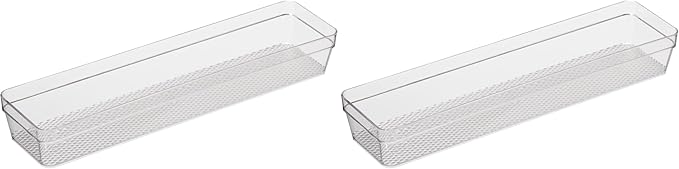 Oggi Clear Drawer Organizer | 3" X 12" | Pack of 2 | by OGGI