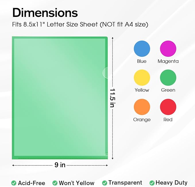 KTRIO Clear Plastic Folders Project Pockets - Image 2