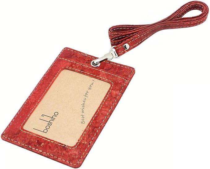 Cork Badge Holder, Boshiho Vertical Style Eco-Friendly Natural Cork Name ID by boshiho