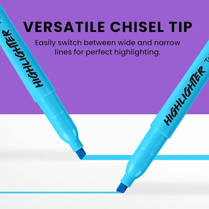 Taja 30 Pack Highlighters Blue, Chisel Tip Markers - Image 3