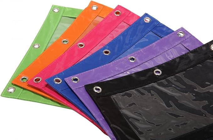24 Packs 3 Ring Binder Pen Pencil Case Pouch Bulk Set Stationery Bag for School Class Office Blue