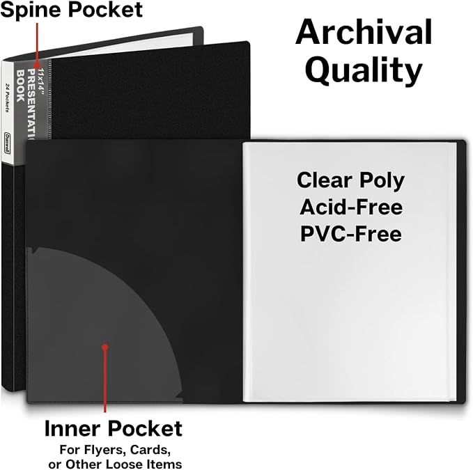 Dunwell 11x14 Binder with Sleeves, 24 Pockets Display 48 Pages, Large Folder - Image 3