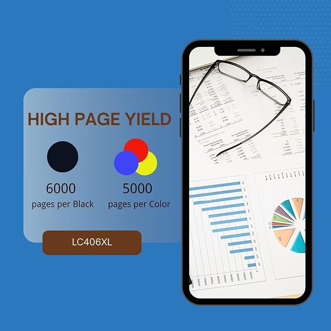 LC406XL for LC406 Ink Cartridges for Brother Printer for Brother MFC-J4335DW MFC-J4535DW MFC-J5855DW MFC-J6555DW MFC-J6955DW Printer 4 Pack(Black Cyan Magenta Yellow)-DeskLoop Office