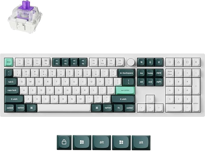 Keychron Q6 HE Wireless Custom Mechanical 100% Full Keyboard, 2.4 GHz/Bluetooth/Wired QMK Rapid Trigger Hot-Swappable Programmable Gateron Double-Rail Magnetic Switches for Mac Windows, Shell White-DeskLoop Office