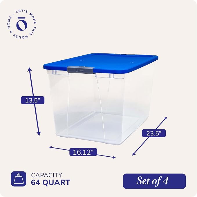 HOMZ 4-Pack Secure Latch, 64 Quart, and Office Organization - Image 4