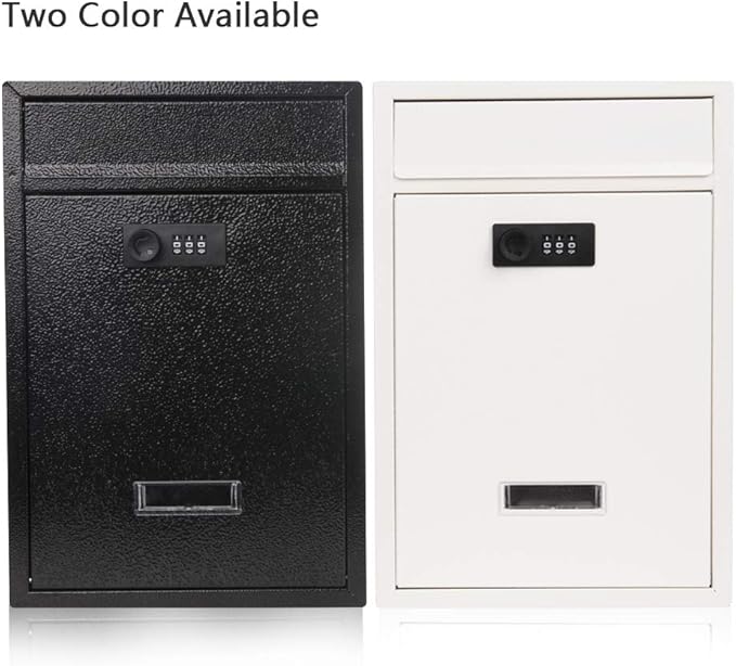 KYODOLED Locking Wall Mount Mailbox, Mail Boxes with Combination Lock for Outside, Security Drop Box with Code,12.4H x 8.54L x 3.35W Inches, Black-DeskLoop Office