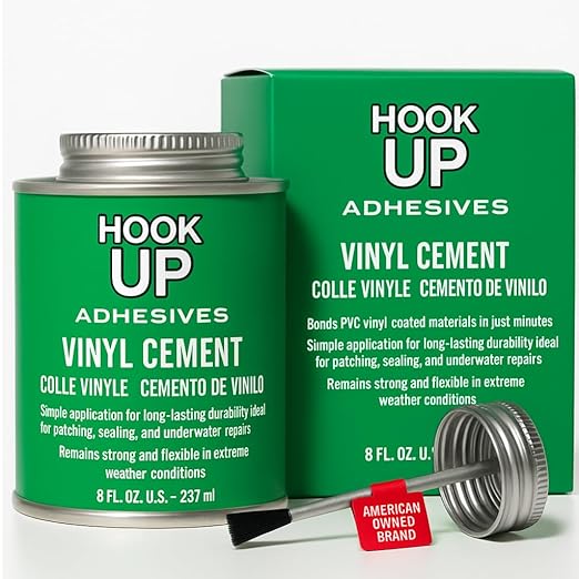 HOOK UP 8 OZ Adhesives, Premium Waterproof Vinyl Cement Glue for Pool Repairs & Inflatable Items Fast-Drying, Strong Bonding Adhesive Ideal for Vinyl, PVC, Upholstery, Tarps, Hot Tubs, Air Mattresses-DeskLoop Office