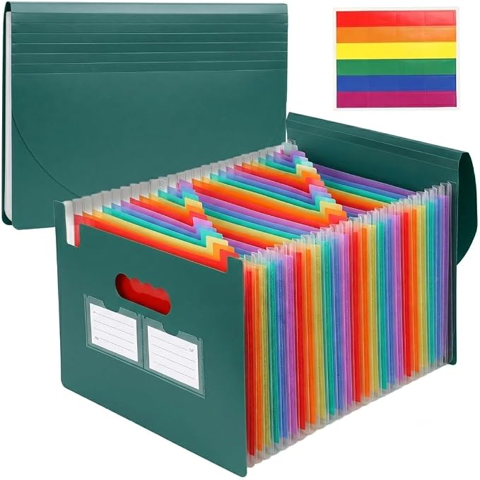 25 Pockets Accordion File Organizer, Portable Expanding File Folder by Respleiej