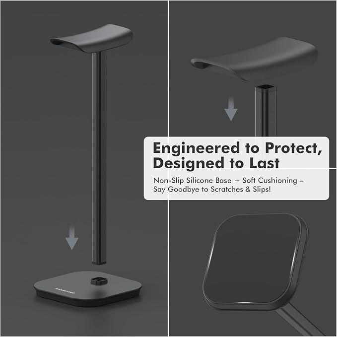 Headphone Stand, Desktop Headset Holder Heavy Base Desk Earphone Stand Aluminum - Image 5