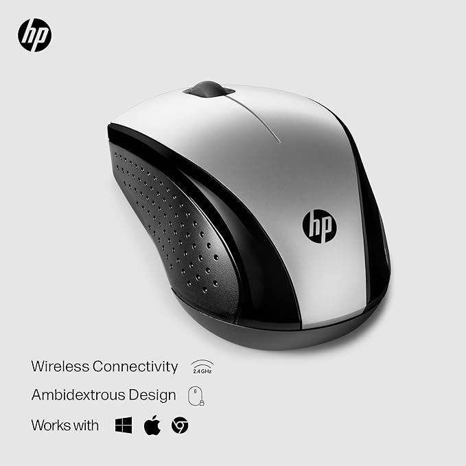 HP X3000 G3 Wireless Mouse Silver, up to 15-Month Battery,Scroll Wheel, Side Grips for Control, Travel-Friendly, Blue LED, Powerful 1600 DPI Optical Sensor, Win XP,8, 11 Compatible (683N9AA#ABL)-DeskLoop Office