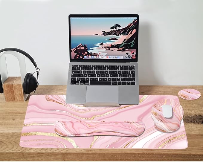 4-in-1 Gaming Mouse Pad Wrist Support Set，Desk Pad + Mouse Pad - Image 6