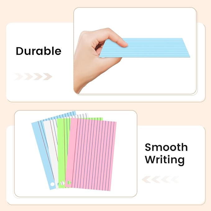 160-Pack Colored Index Cards 4x6 Inch w/Key Ring – 180gsm Heavyweight - Image 4