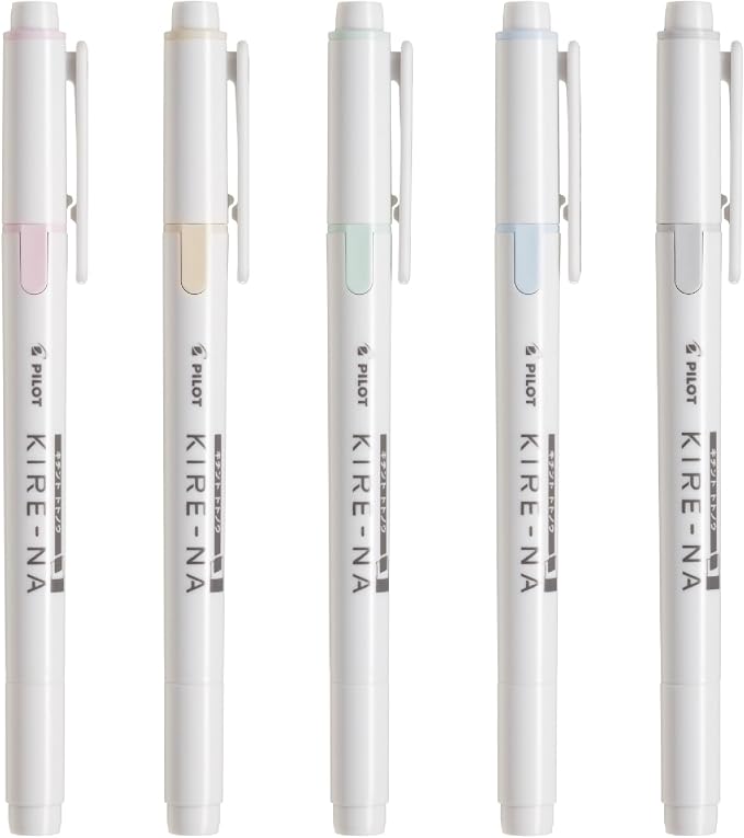 PILOT KIRE-NA Highlighter Set, Pastel 5 Colors, Chisel and Fine Tip, Quick-Dry - Image 2