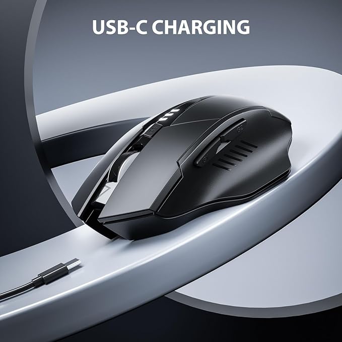 INPHIC Wireless Mouse Rechargeable, Upgraded Visible Battery, 2400 DPI, Silent Ergonomic Computer Wireless Mouse for Laptop, Mac, PC etc.-DeskLoop Office