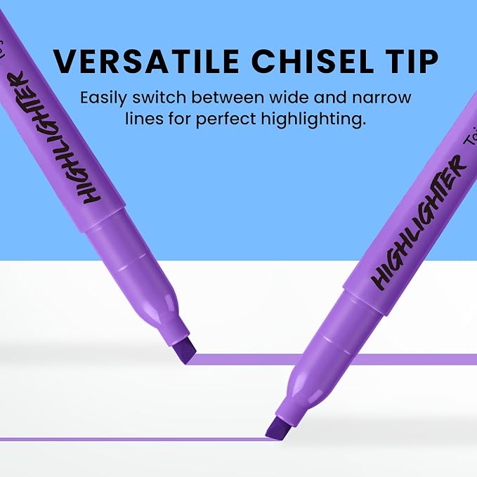Taja 30 Pack Highlighters Purple, Chisel Tip Markers - Image 3