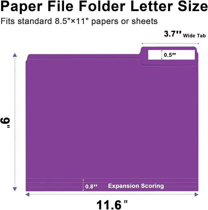 File Folder, RAZCC 150 Pack 1/3 Cut Tab File Folders Letter Size, Folders - Image 2