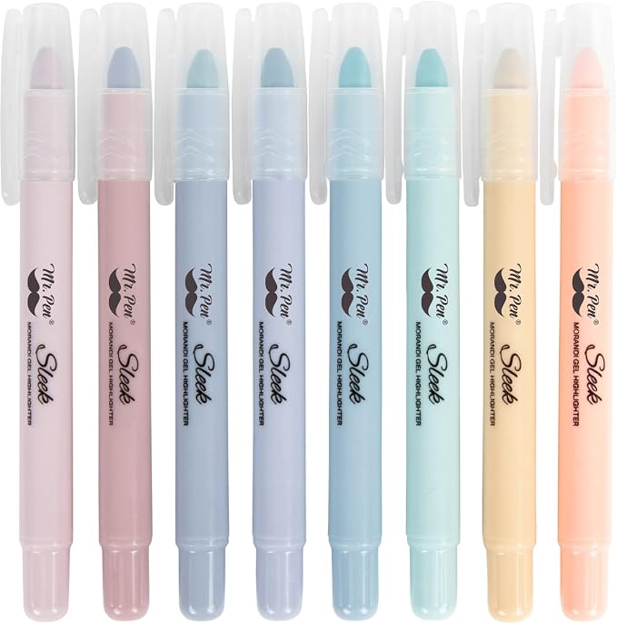 Mr. Pen- No Bleed Gel Highlighters, Morandi Colors, 8 Pack | Bible Highlighters by MrPen