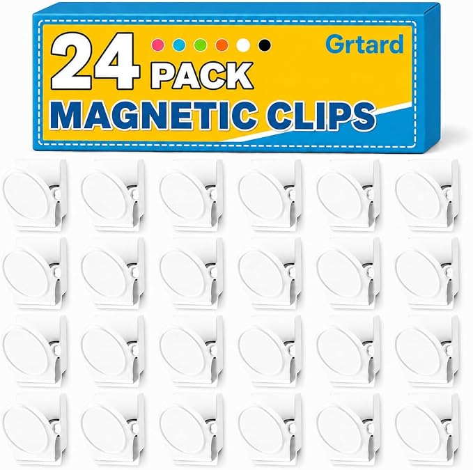 Grtard 24 Pack Magnetic Clip 1.8Inch, Colorful Refrigerator Clip Magnets by Grtard