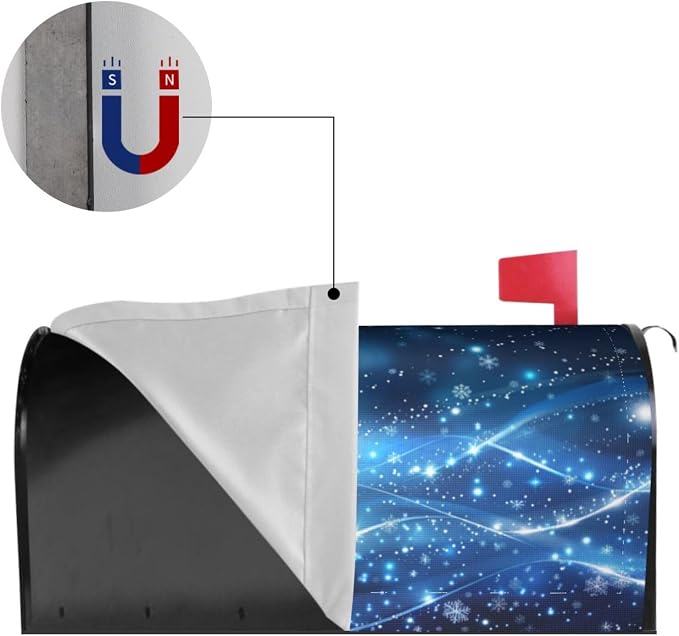 Blue Christmastree Welcome Magnetic Mailbox Cover, Xmas Tree Mailbox Wrap - Image 4