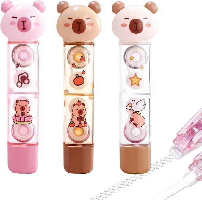 2 in 1 Correction Tape and Double Sided Tape Roller, Cute Quick Dry Japan White by PANDENNER