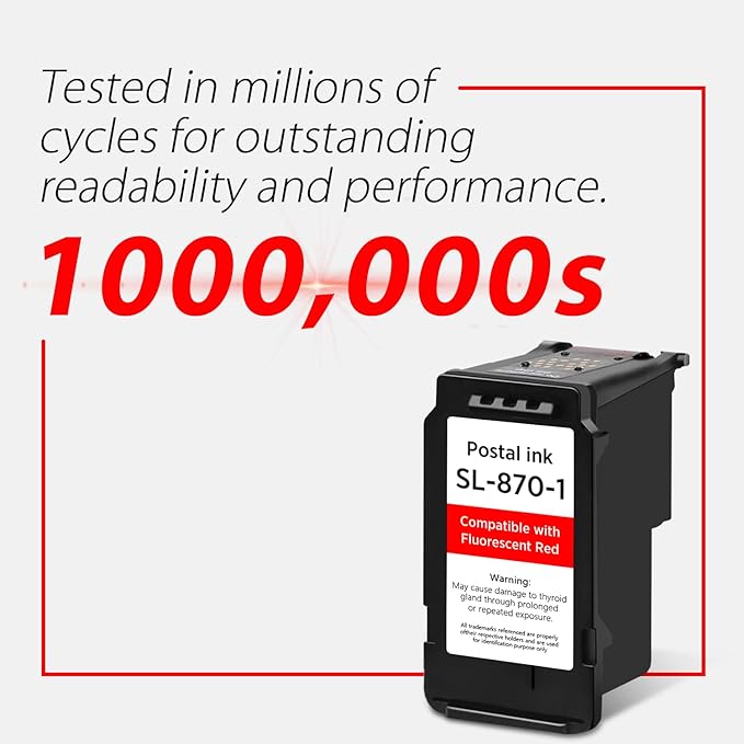 High Capacity SL-870-1 XXL Red Ink Cartridge Compatible with SL870-1 SL8701 XXL Fluorescent Red Ink Replacement for Pitney Bowes SendPro Mailstation Postage Meter (CSD1) 1-Pack (1×16ML)-DeskLoop Office