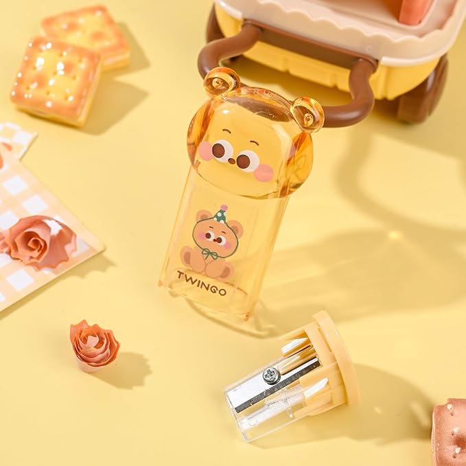 Cute Bear Stationery Set, Including 3Pcs Cute Bear Pencil Sharpeners, Kawaii - Image 4