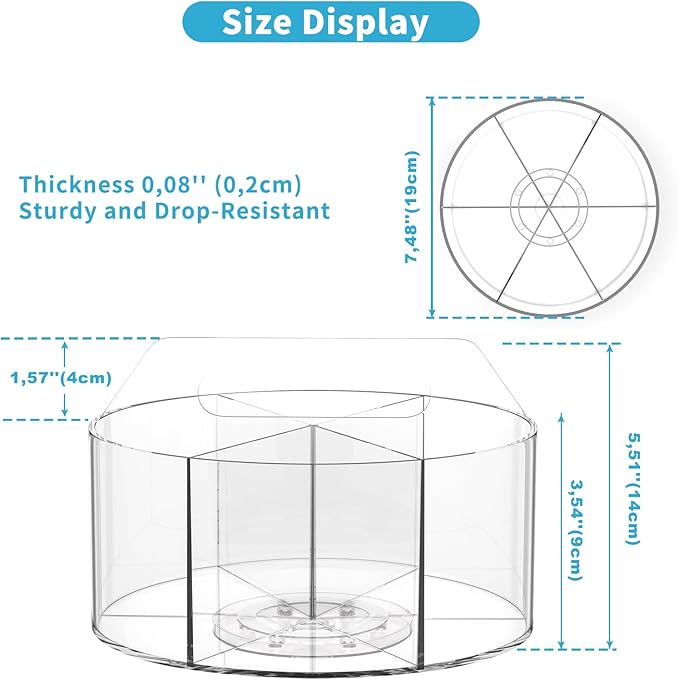 Acrylic Pen Holder for Desks, Acrylic Desk Organizer Clear, 360 Degree Pencil Holder for Desk Kids, Rotating Desk Organizer Rotating Pen Holder for Desk, Art Supply Storage Organizer 6 Compartments-DeskLoop Office