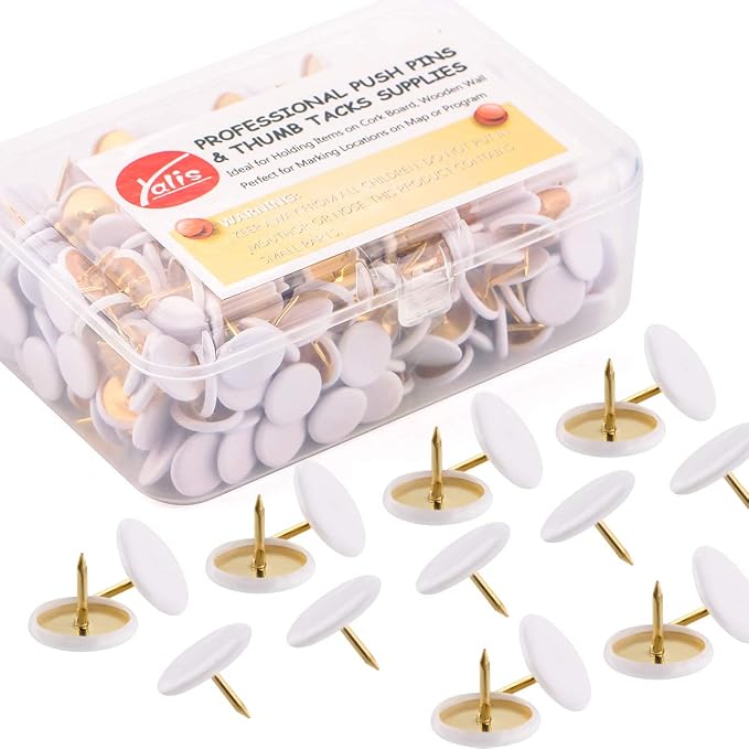 Thumb Tacks 400-count, Colors Plastic Roundness Push Pins Decorative Tacks by Yalis
