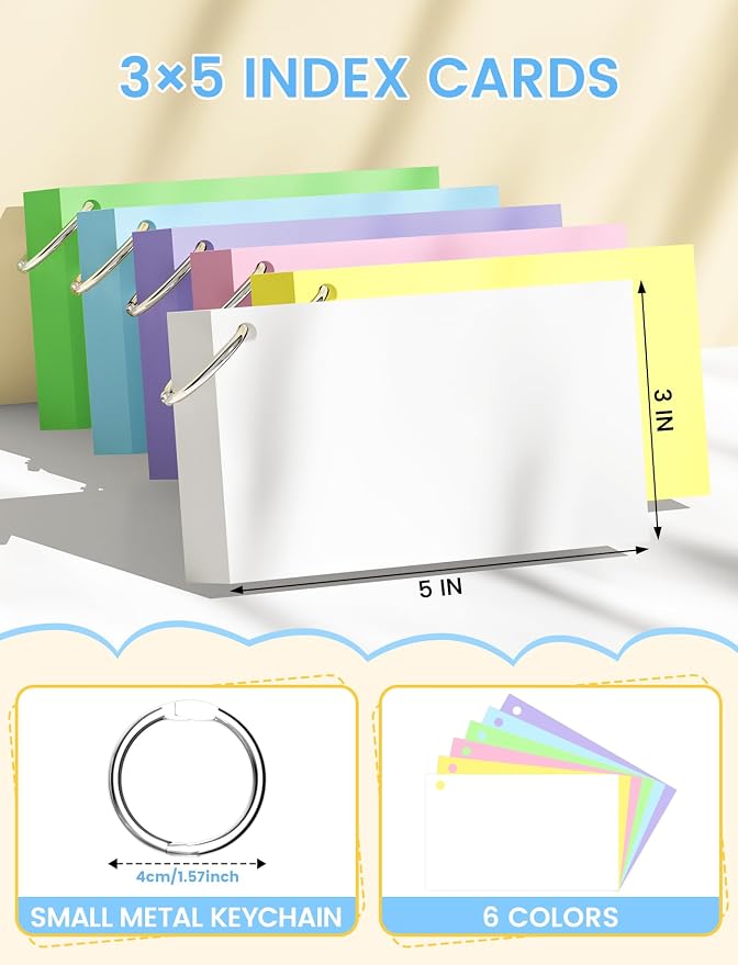 Blank Index Cards with Ring, 12 Pack of 100 - Image 2