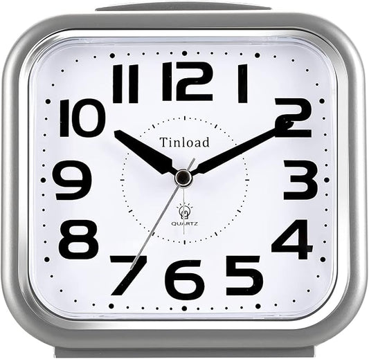 Tinload 5.5" Large Analog Alarm Clock Silent Non Ticking, Gentle Wake, Beep by Tinload