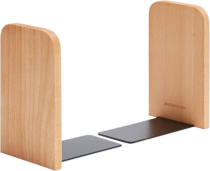 Pandapark Wood Bookends, Non-Skid Bookend by Pandapark