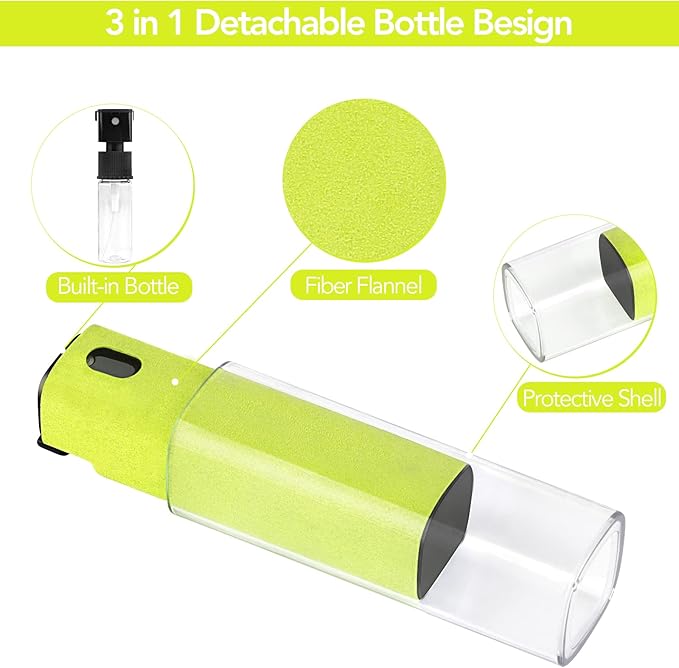 2 Pcs Fingerprint Proof Screen Cleaner,3 in 1Touchscreen Mist Cleaner Spray Wipe Cleaner Fingerprint-Proof Soft Fiber Flannel,Safe for All Phones Glasses Tablet Laptop TV Watch Screens(Green)-DeskLoop Office
