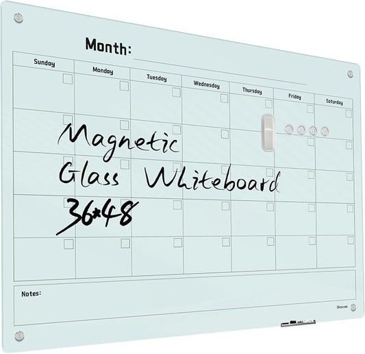 Magnetic Monthly Calendar Glass Whiteboard by Unknown