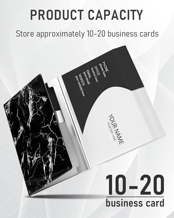 Business Card Metal Slim Organizer, Professional Stainless Steel Square Pocket - Image 2