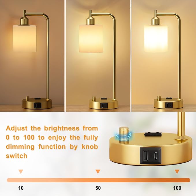 Innqoo Industrial Table Lamps for Bedroom Set of 2 - Image 2
