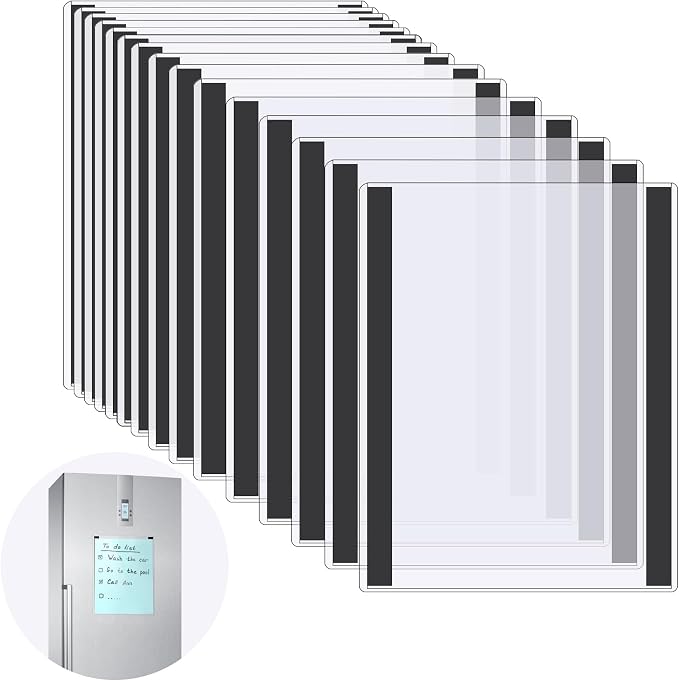 15 Pcs 8 1/2'' x 11'' Rigid Magnetic Sign Holder Magnetic Frames Clear Plastic by Nufiwra
