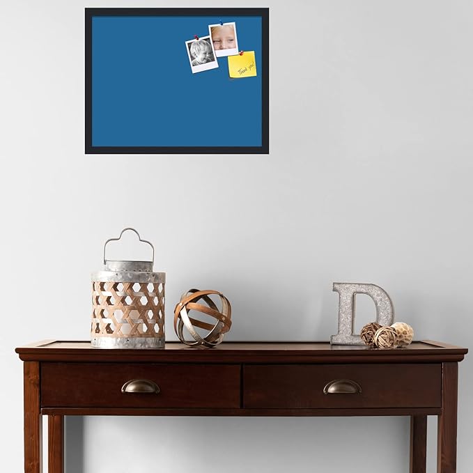 PinPix 22x17 Inch Cork Bulletin Board. This Decorative Framed Pin Board Comes with Navy Pastel Design and a Satin Black Frame. Ideal for Home Office Decor or Message Board (PinPix-1811)-DeskLoop Office