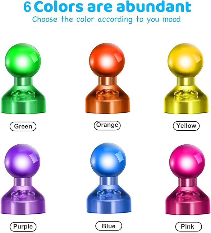 60 PCS Colorful Strong Magnetic Push Pin Magnets, Office Classroom Magnets,6 Assorted Color, Perfect to use as Kitchen Home and School, Map Magnets,Whiteboard Magnets-DeskLoop Office