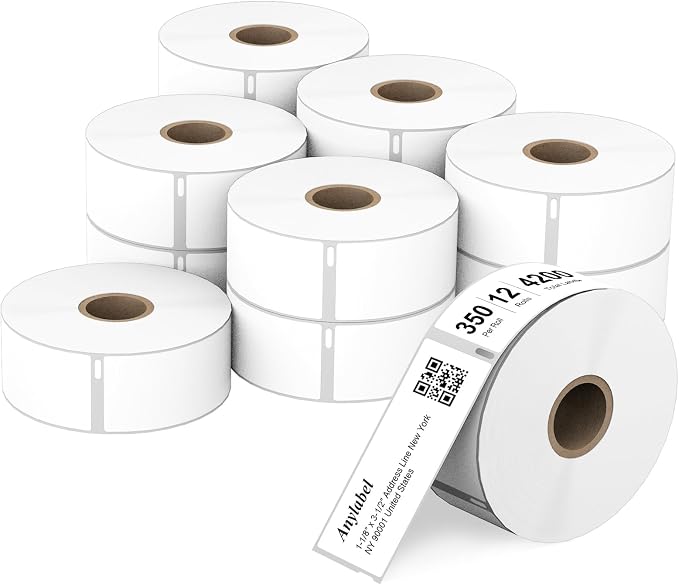 Compatible 1-1/8" x 3-1/2" Direct Thermal Labels Replacement by Anylabel