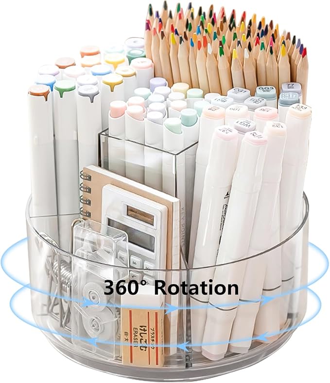JIKIOU Acrylic Pen Holder, 360-Degree Rotating Pen Holder - Image 9