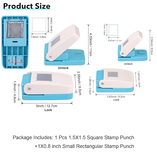 2Pcs Stamp Punch 1x0.8 Inch Scalloped Rectangle Puncher & 1.5 Inch Square Hole - Image 2