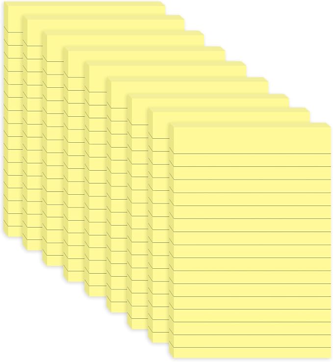 9 Pack Lined Sticky Notes 4x6 in Post, Strong Adhesive, Self-Stick Pads by HQCME