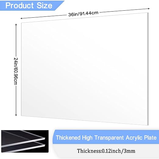 4 Pack 24x36 Inch Acrylic Sheet 1/8" Thick, Cast Acrylic Sheet, - Image 2