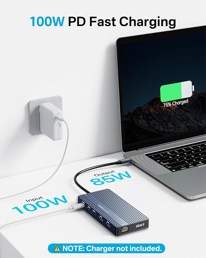 USB C Hub 14-1 USB C Docking Station Dual Monitor, with 2 HDMI+DP(4K60Hz), Ethernet, 3 USBC 10Gbps,100W PD, SD/TF 3.0, Audio, Laptop Docking Station for MacBook/Dell/HP/Lenovo ThinkPad/Surface (Grey)-DeskLoop Office